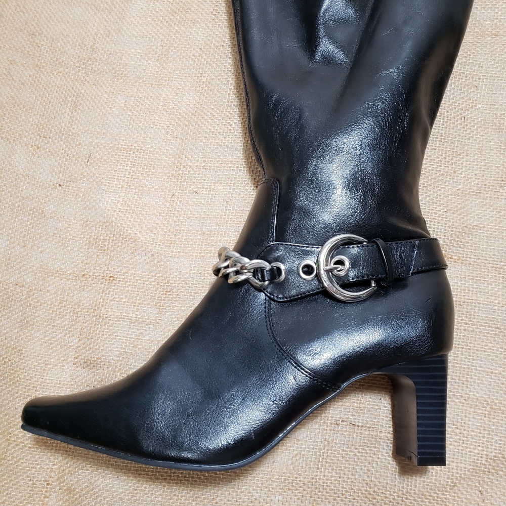 CLOUDWALKER Black Heeled Boots MOTO - Picture 4 of 8